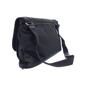 Prada Tessuto Nylon Saffiano Black Buckle Bag Messenger Double
